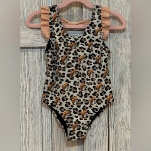 But-cee’s Leopard Print Girls One Piece Swim Suit Sz 4T